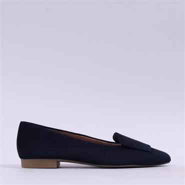 Paul Green Slip On Square Detail Loafer - Dark Navy Suede